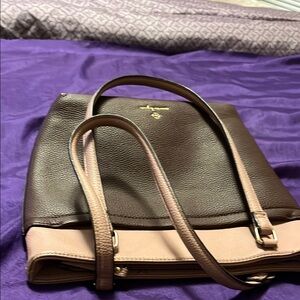 Nanette Lepore Brown and Pink Shoulder Bag Elegant Design pockets on both sides